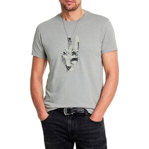 Mens John Varvatos Peace Embroidery T-Shirt Grey Pavement XS NWT